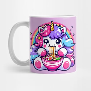 Rainbow Unicorn Eating Ramen Mug